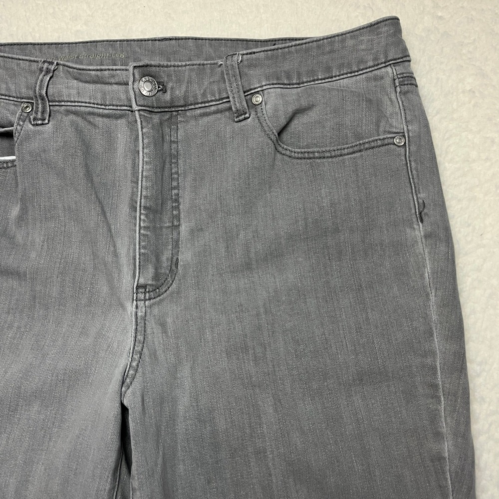 Talbots Jeans Womens 14P Grey Flawless High-Waist‎ Straight-Leg Denim Pants